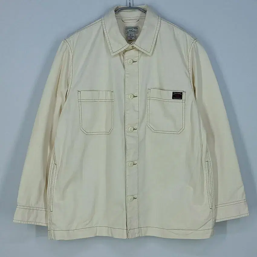 Vintage Men's Stitched Cotton Spring-Summer Shirt-Jacket Light Yellow L (HU20185)