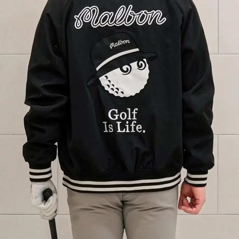 말본  남성 Golf Is Life 버킷 블루종 스타디움자켓