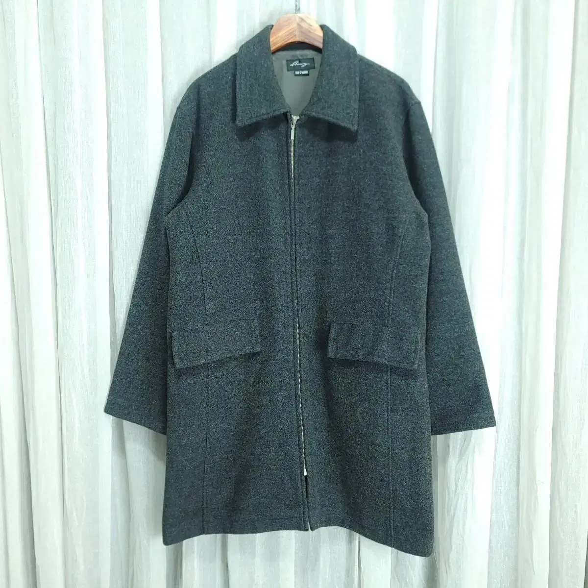 JPN Grey Front Zip Wool Half Coat Men'sM A002