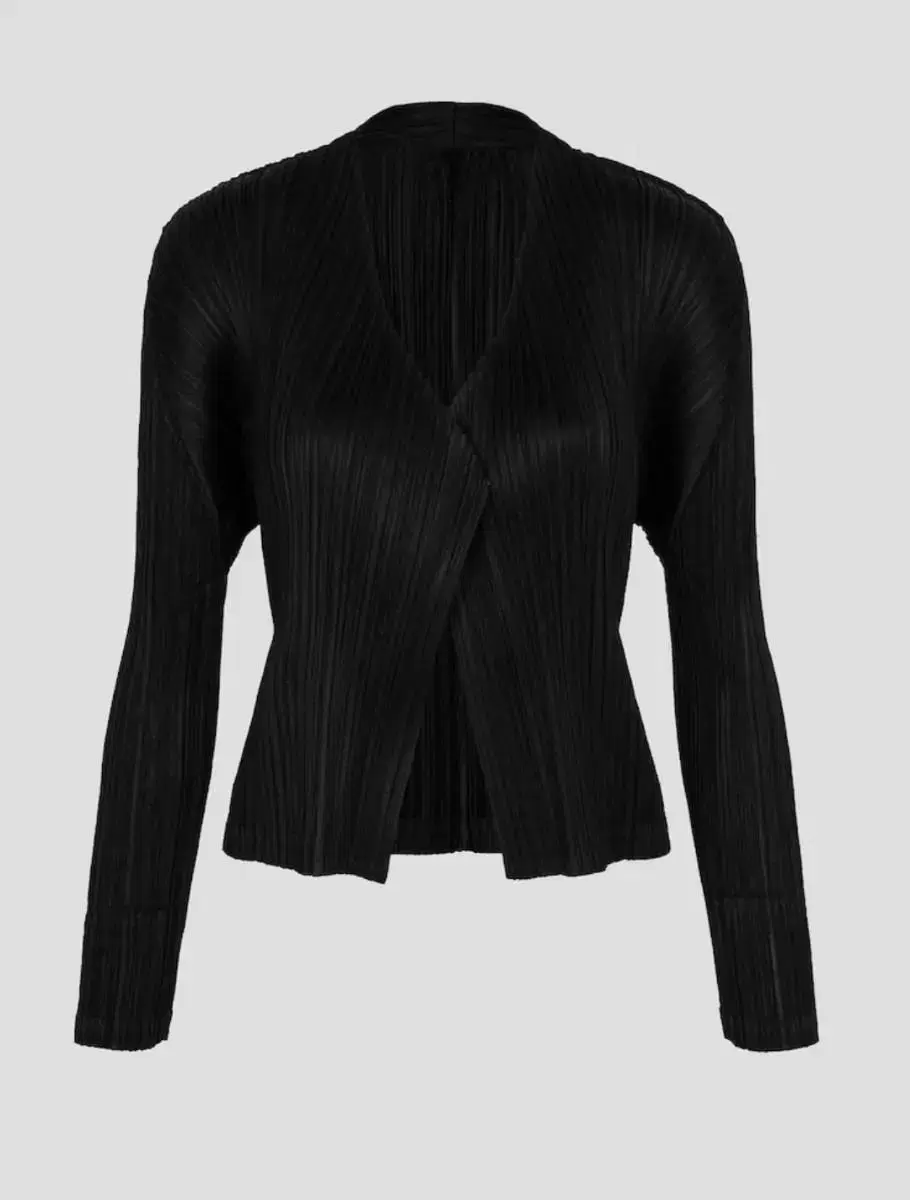 Issey Miyake Pleated Cardigan December Muslin Cardigan Black Size 3