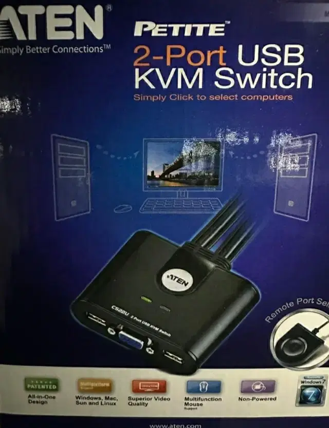 ATEN CS22U 2포트 USB 케이블 KVM 스위치