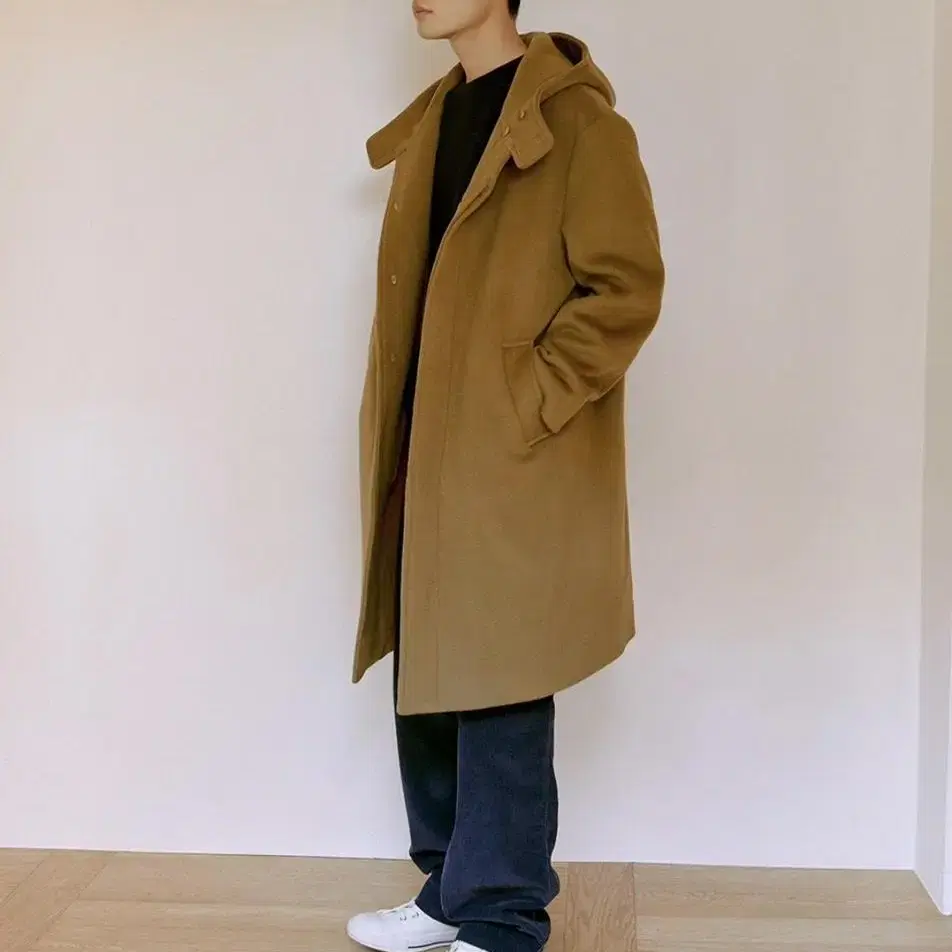 HOMLY 홈리 울 후디드 코트 wool hooded coat camel