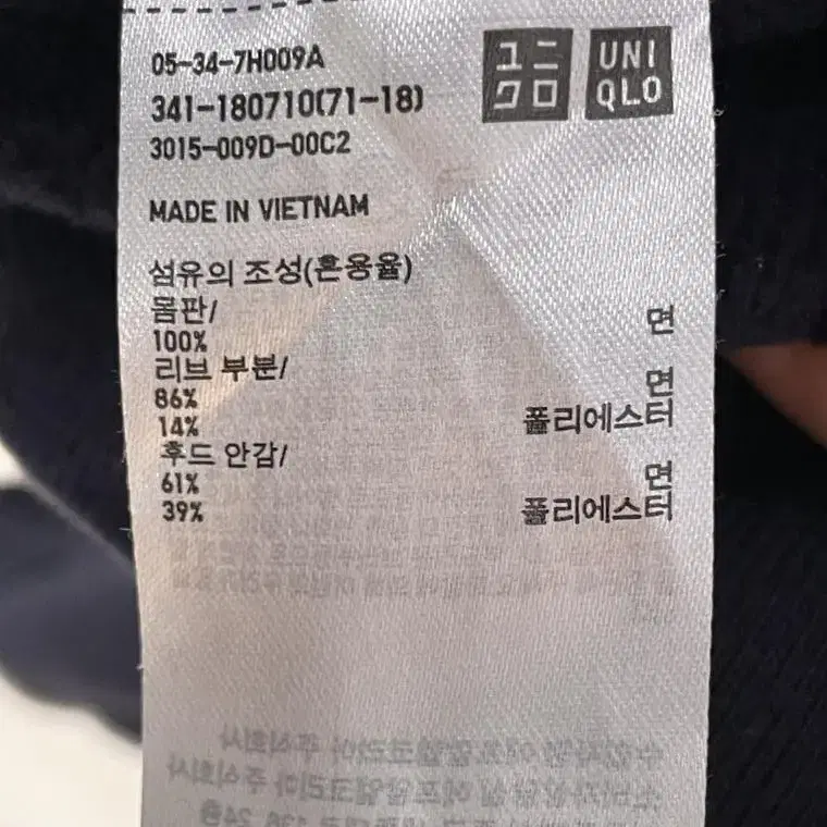 S(90) 유니클로 후드 집업 네이비