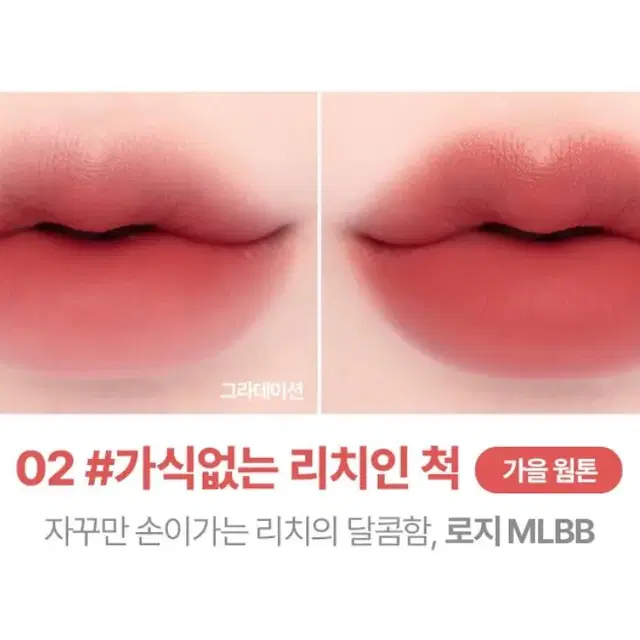 [새상품] 릴리바이레드 무드 라이어 벨벳 틴트 02 가식없는 리치인척