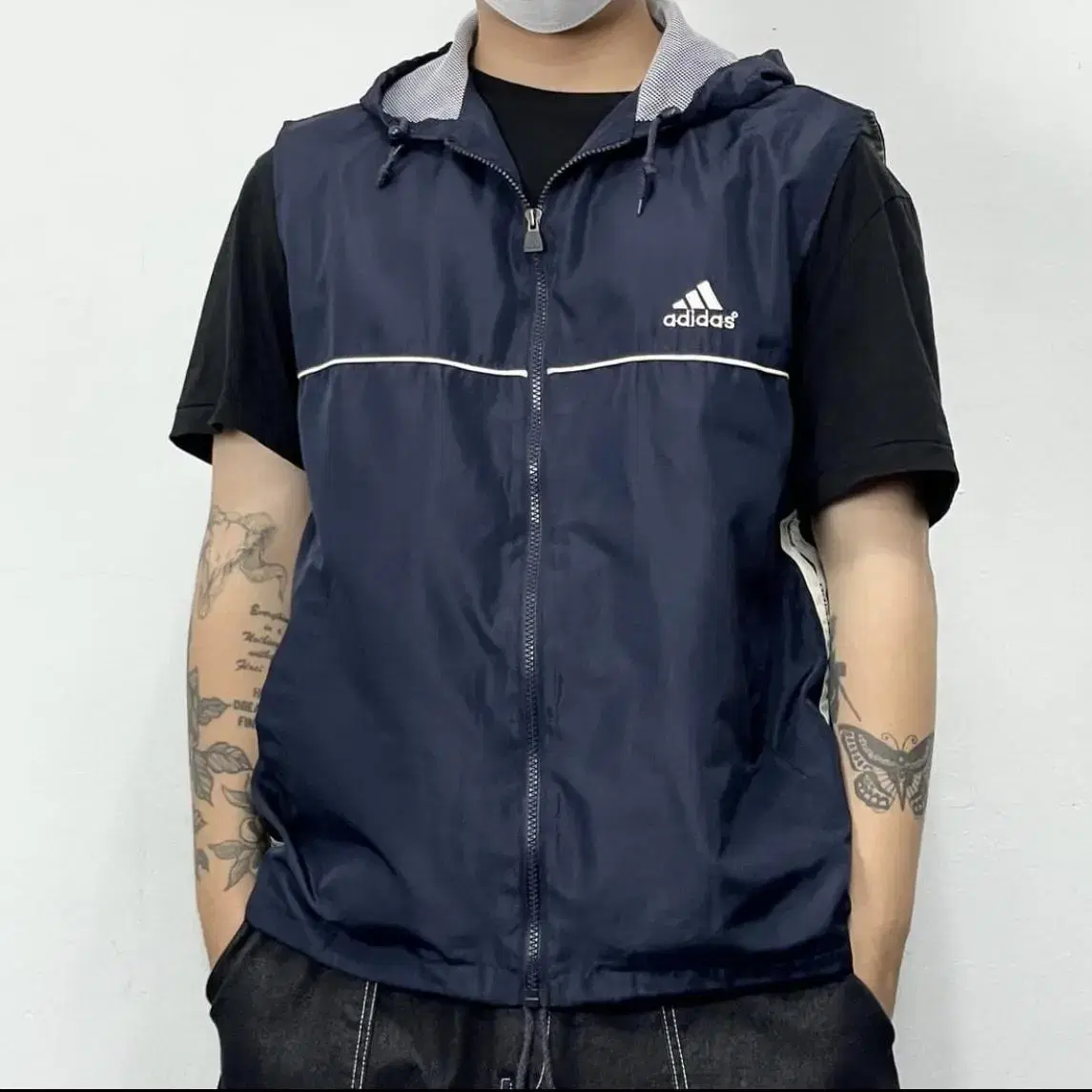 Adidas Multi-Logo Polyester Hooded Vest