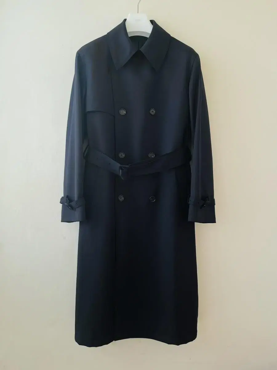 Coarse wool trench coat dark navy S new in box