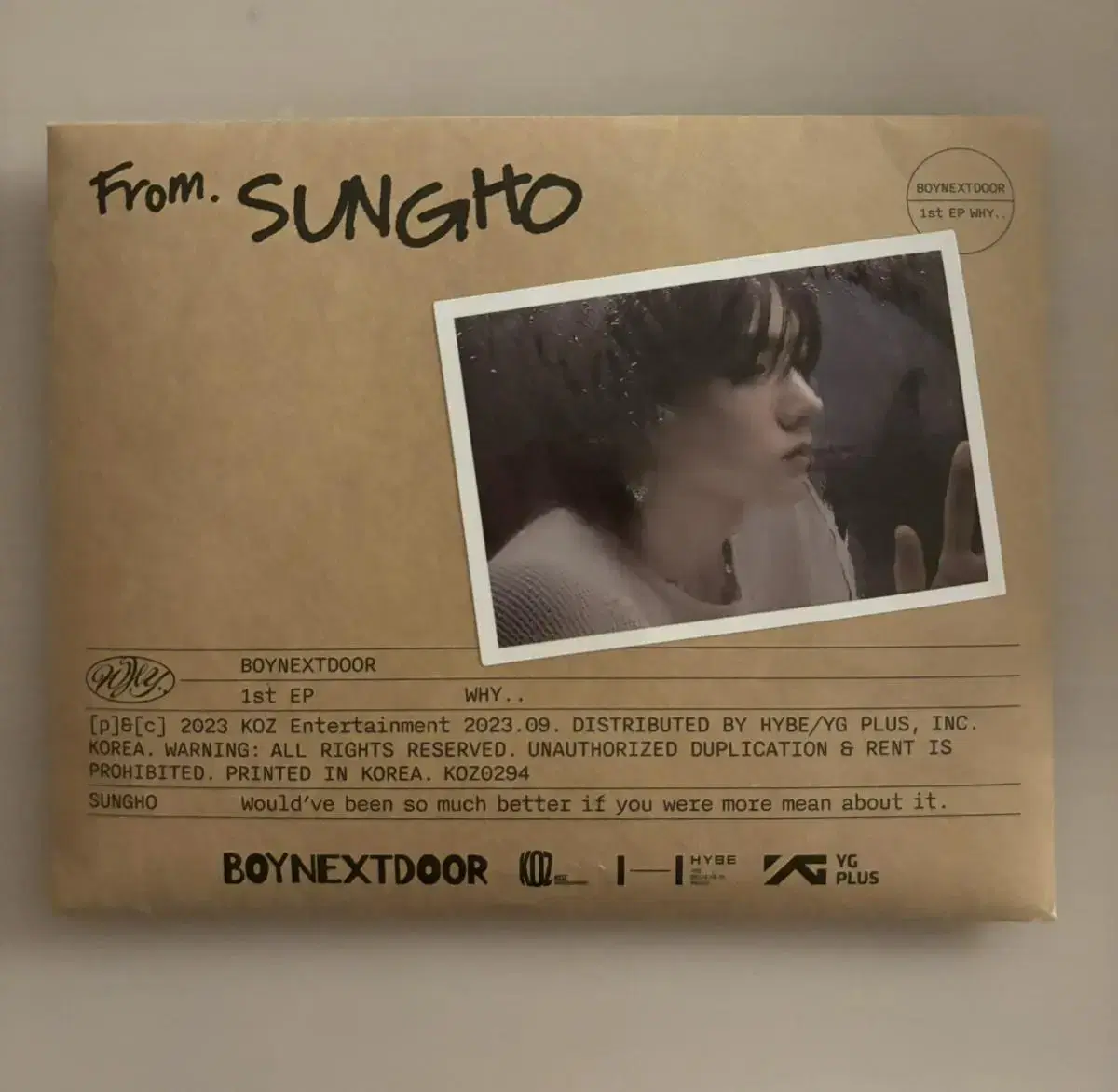 Boynextdoor WHY album letter sungho version unsealed