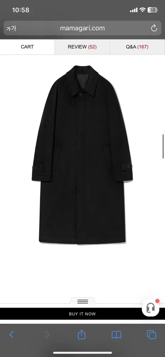 Balmacan black coat in Mamagari Cashfeld