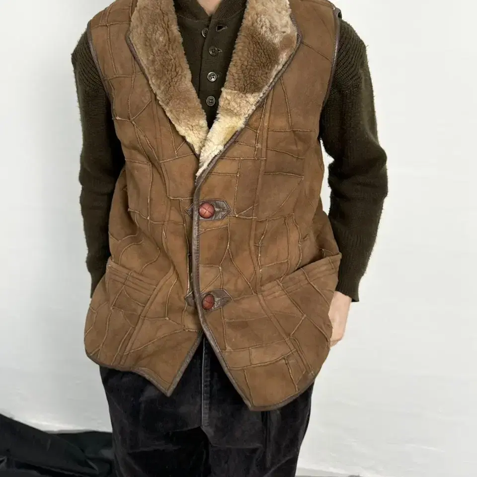 vintage patchwork mouton vest