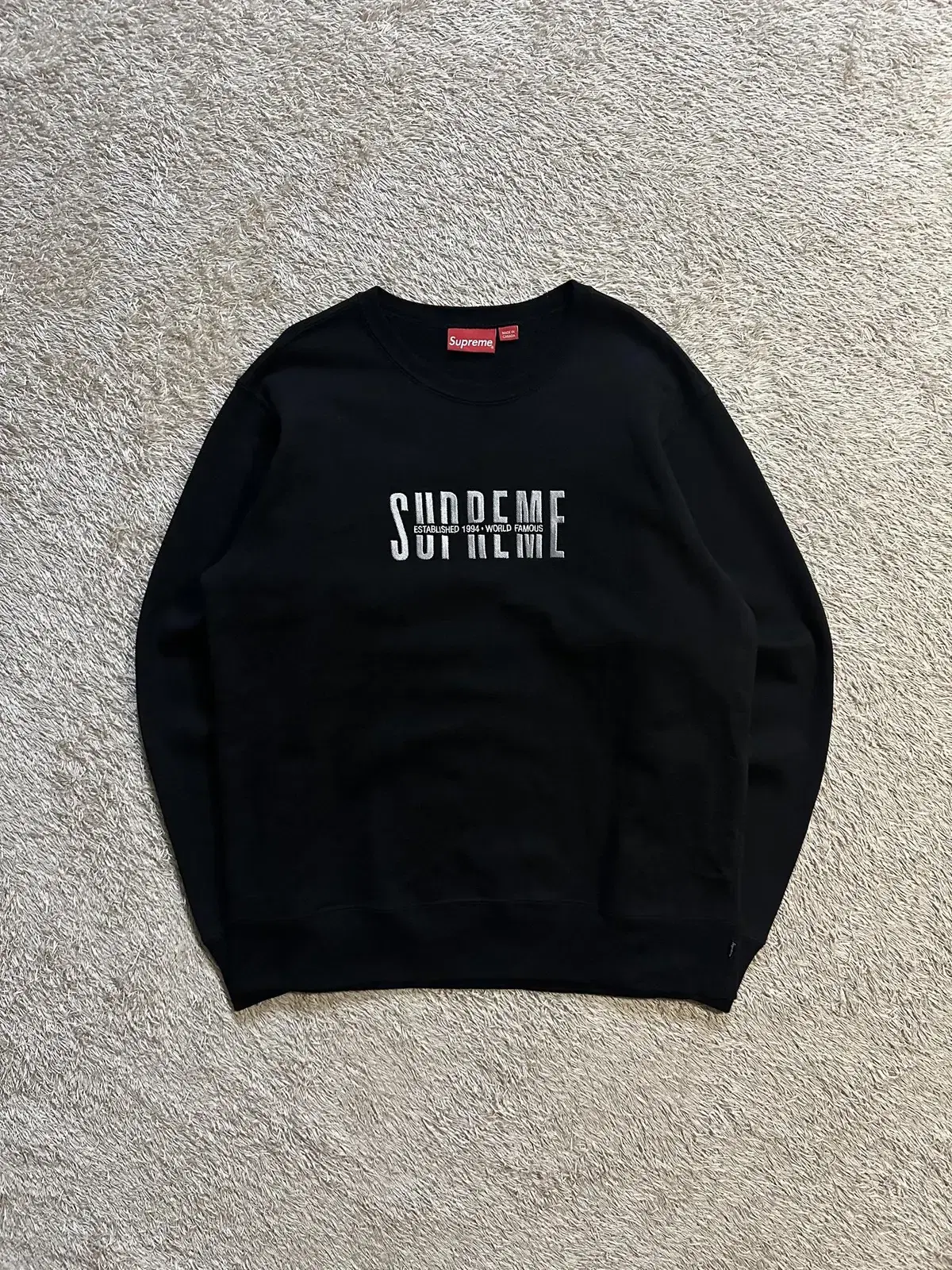 [M] 18FW 슈프림 SUPREME 월드 페이머스 크루넥 맨투맨 블랙