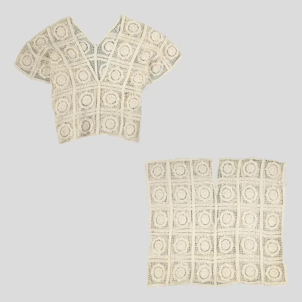 CIAOPANIC TYPY Chaopanic Ivory Knitting Pattern Woven See-Through Crochet