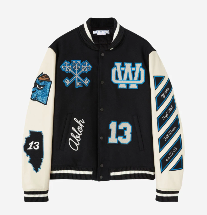 Off-White Logo Patch Varsity Jacket Black Peacock 48 sells