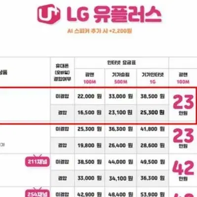 LG U+ 인터넷 18개월 +지원금 10만원(월 13,666)