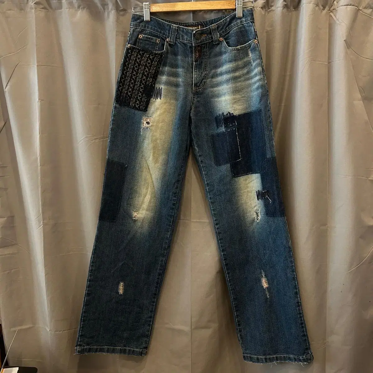 MERE JEANS 빈티지 패치워크 데님 팬츠 청바지