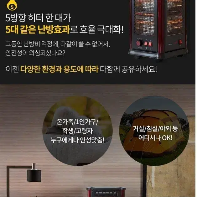 오방향 입체난로 전기온풍기 히터/난로/팬히터/난방/온열/열풍기