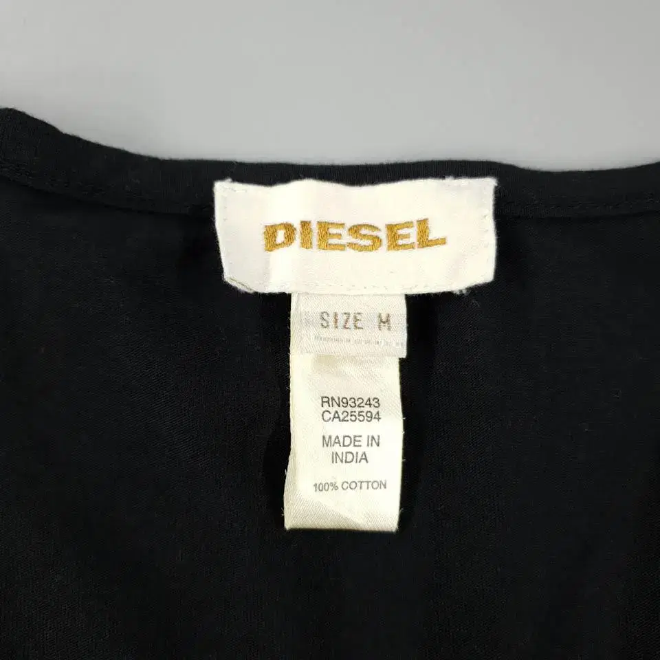 DIESEL 디젤 블랙 U넥 와이드넥 패턴 스티치 코튼 원피스 WOMAN