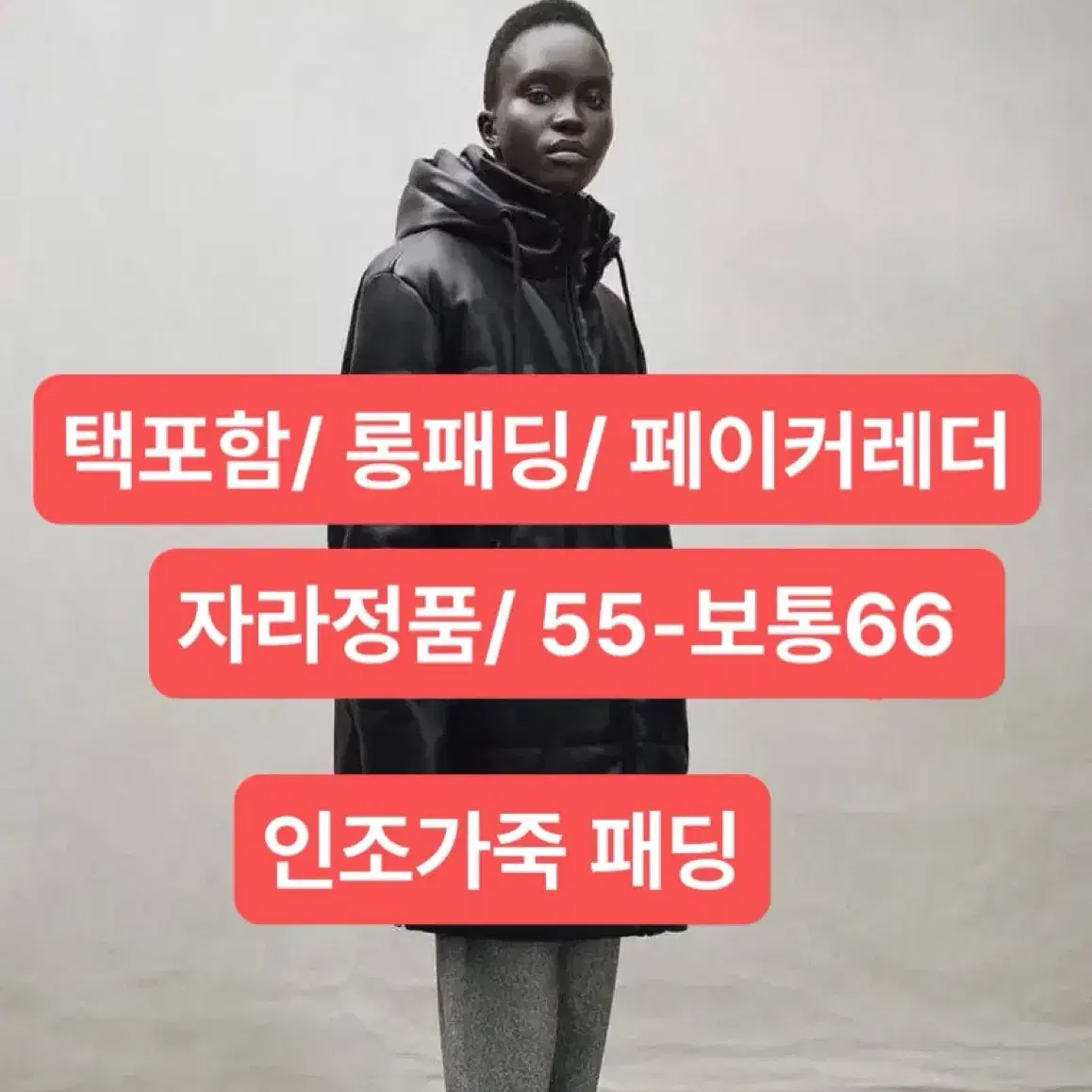 자라 페이커레더 롱패딩 / 스몰/ 55-66/ 택포함