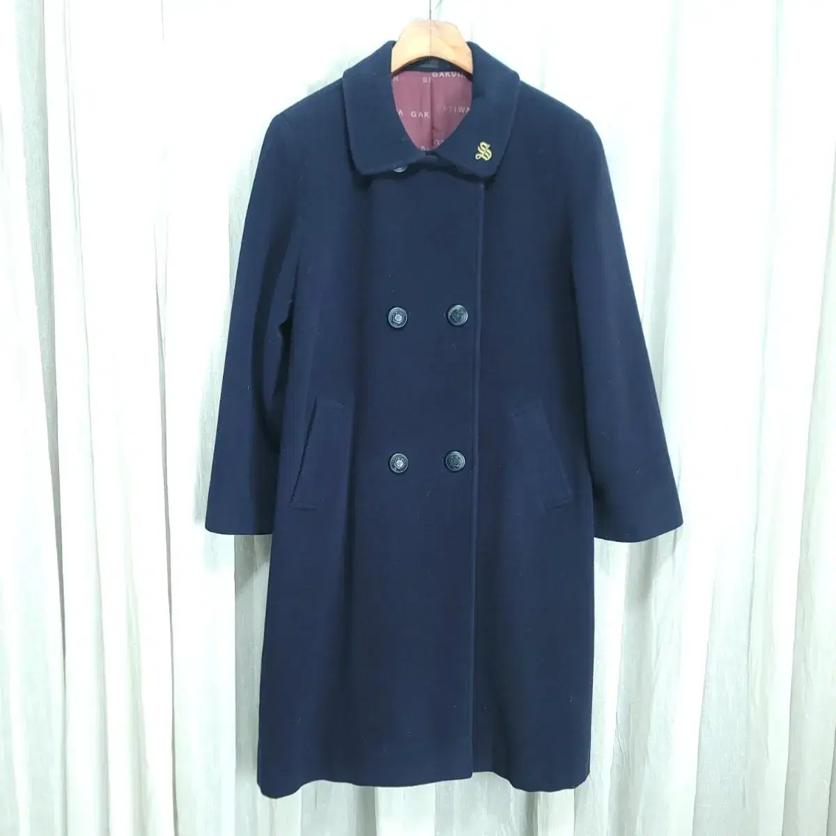 SEIWA GAKUIN Navy double wool long coat WL B015