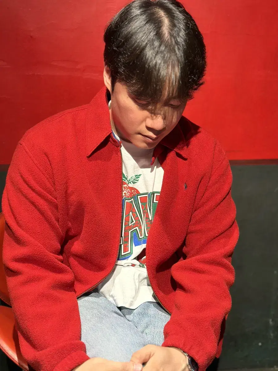 [L] Polo Ralph Lauren Red fleece jacket