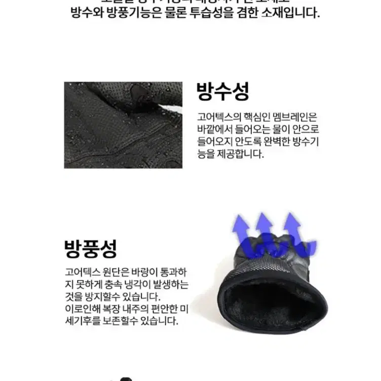 [무료배승] 남성 고어텍스 방한장갑 블랙