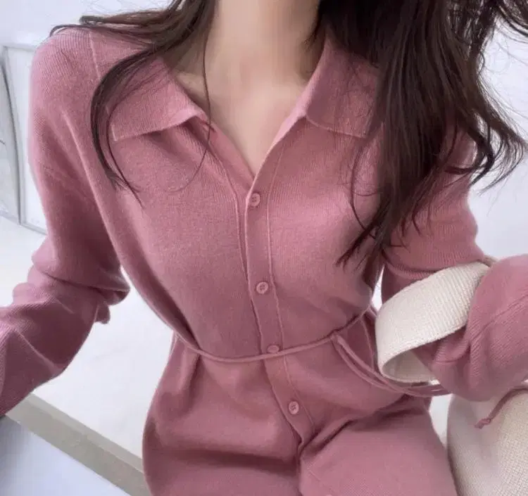 Shopping mall clearance full price cardigan knit ONEPIECE pink