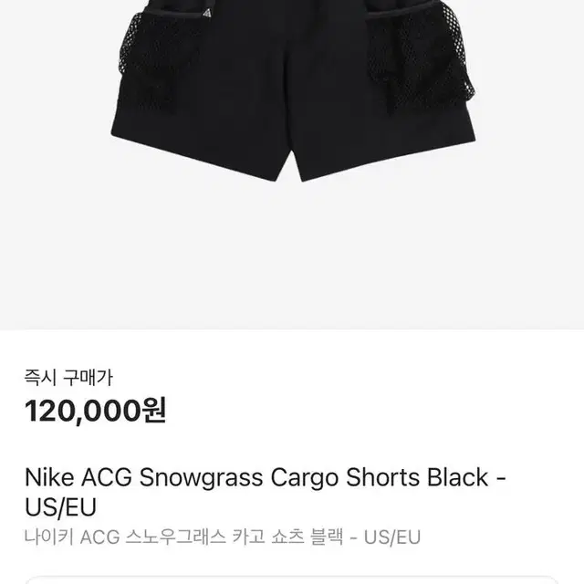 [US/S] 나이키 ACG 스노우그래스 카고 쇼츠 블랙