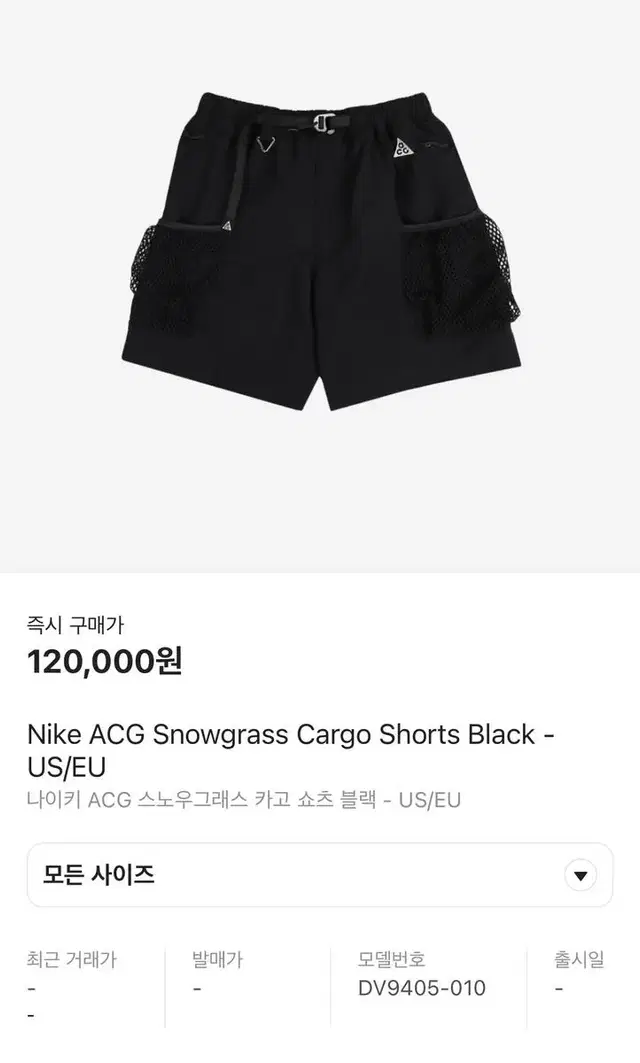 [US/S] 나이키 ACG 스노우그래스 카고 쇼츠 블랙