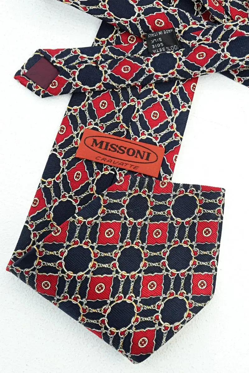 (F) Missoni Silk Tie Navy Pattern Made in Italy-1DD4