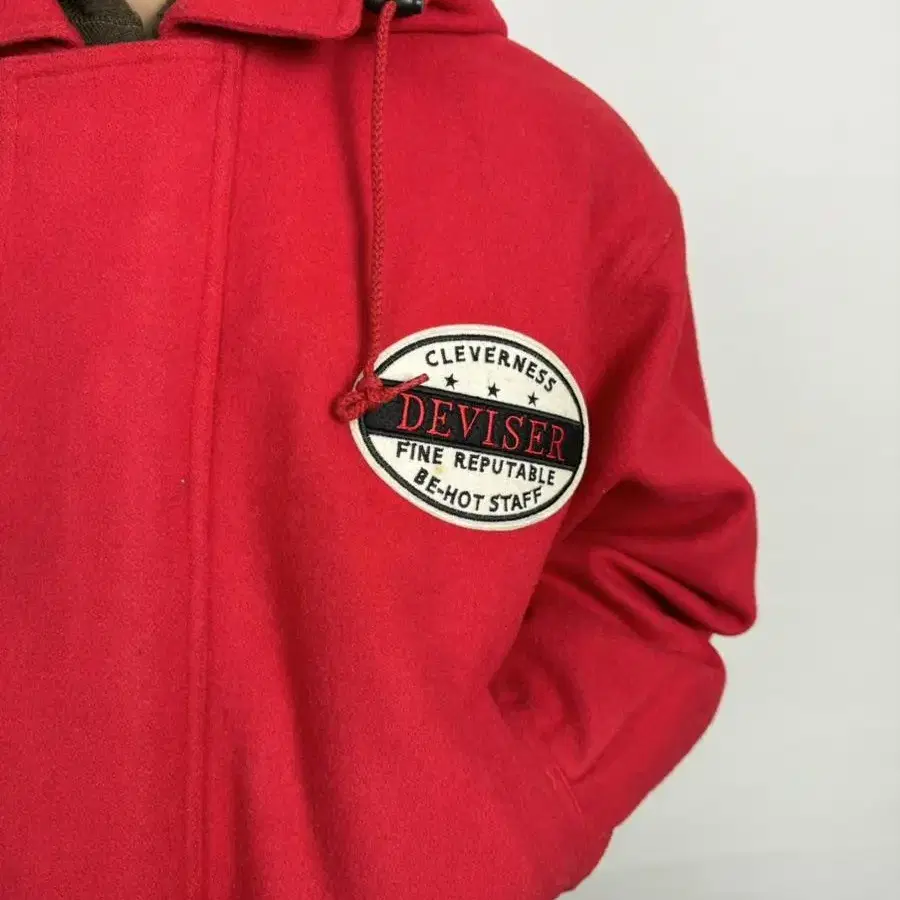 vintage toggle red bomber jacket