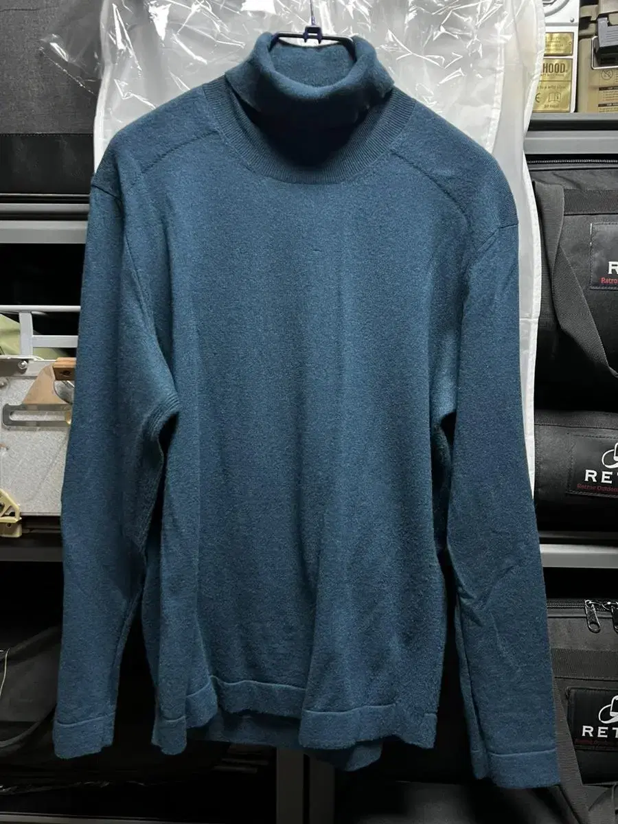 Time Homme Cashmere High-Neck Knit Turquoise 110