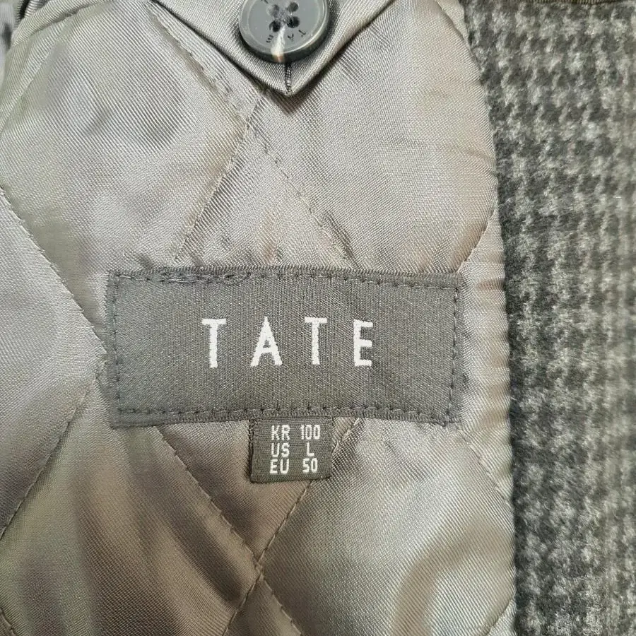 TATE 테이트 남성 하운드무늬잔체크 모직롱코트