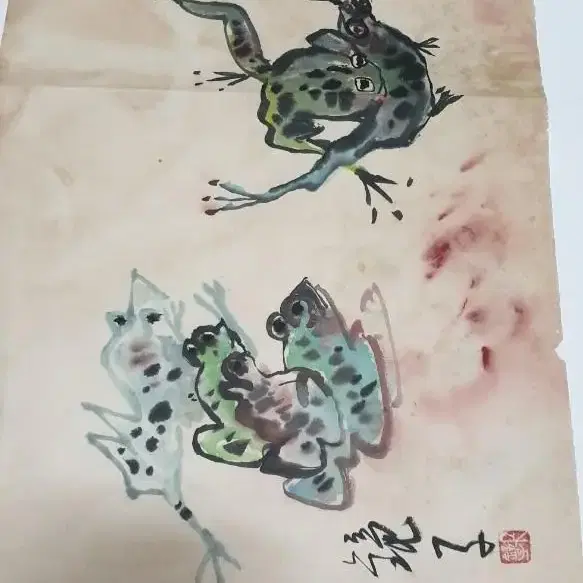 천경자 화가의 개구리 그림.