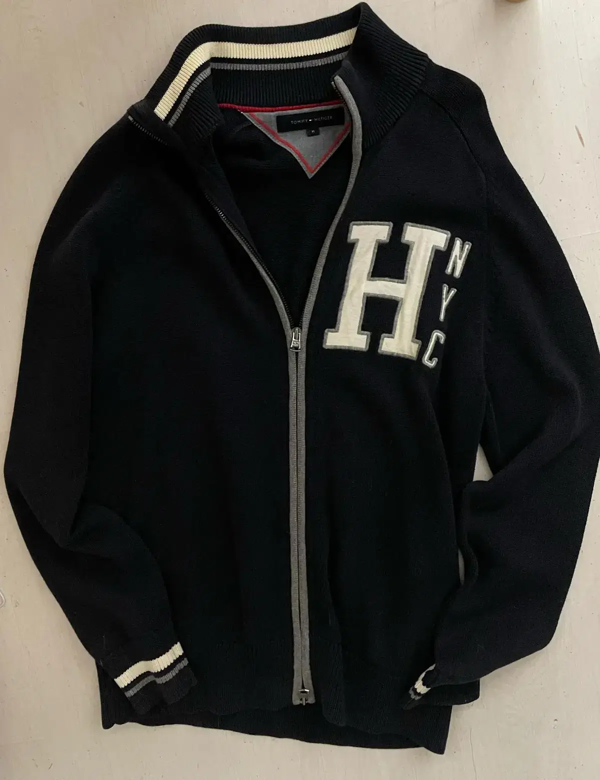 Tommy Hilfiger Navy HNYC Cotton Raglan Knit Zip-Up [SIZE M] for Men