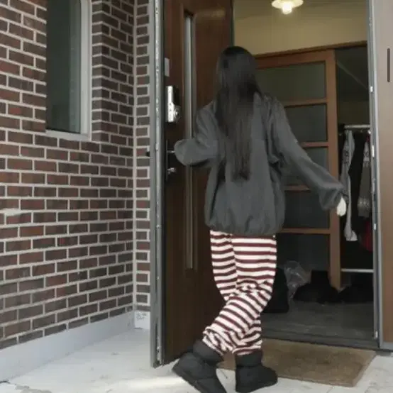 애프터먼데이 stripe knit jogger pants 레드