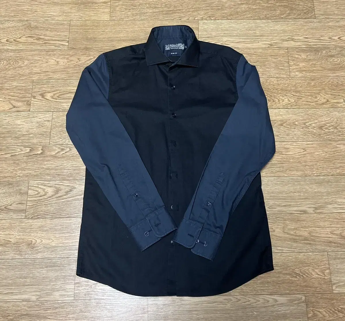 [100] Spao Slim Fit Long Sleeve Shirt Black