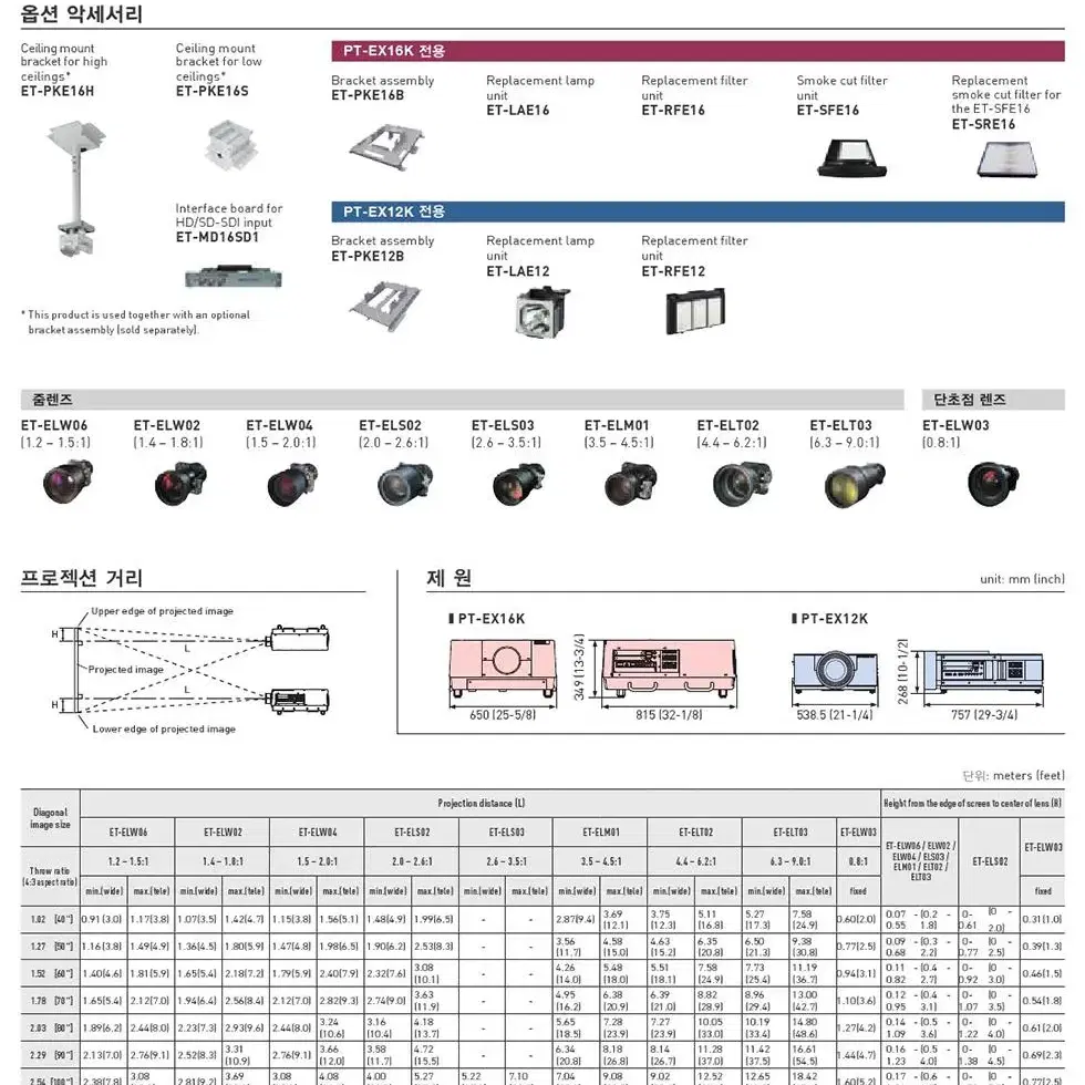 중고빔프로젝터 파나소닉 PT-EX16KE 16000안시 강당 교회 공연