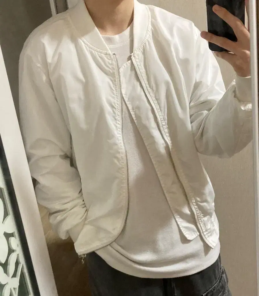 Vintage Satin All-White MA1 Jacket