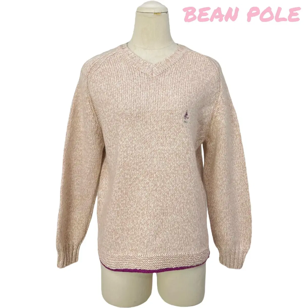 No. 2514 Beanpole Strawberry Milk Pink V-Neck Knit