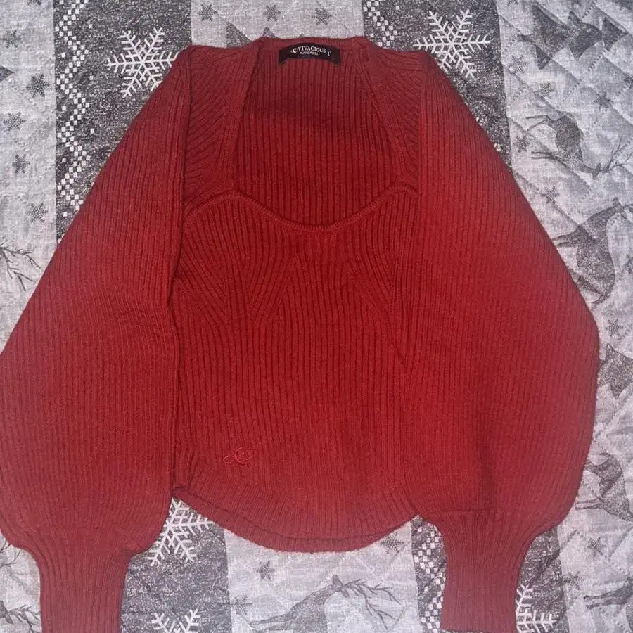 어반드레스 Square Neck Balloon Knitwear RED S