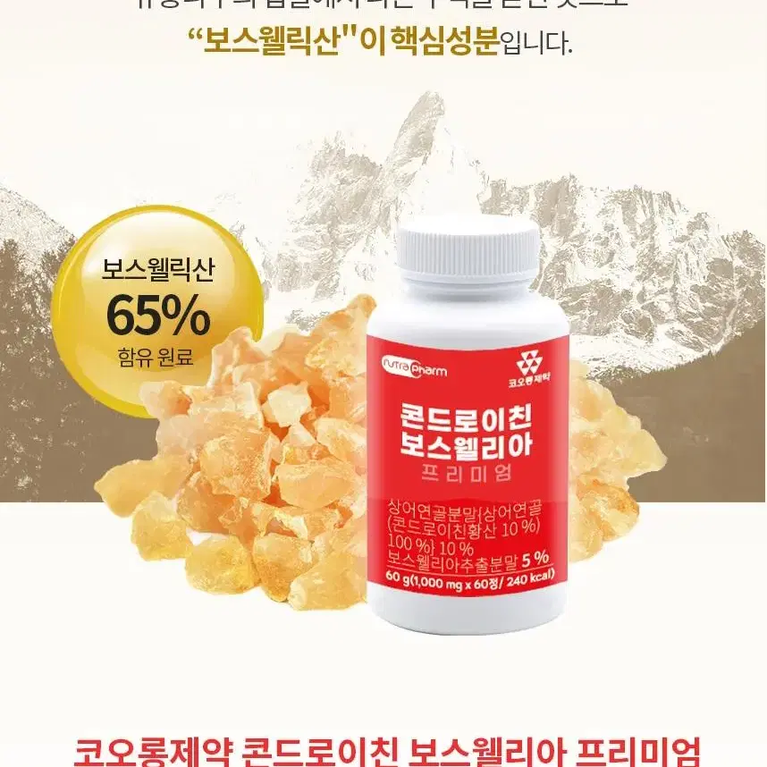 코오롱제약 콘드로이친 보스웰리아 1000mg x 60정 3통 6개월분