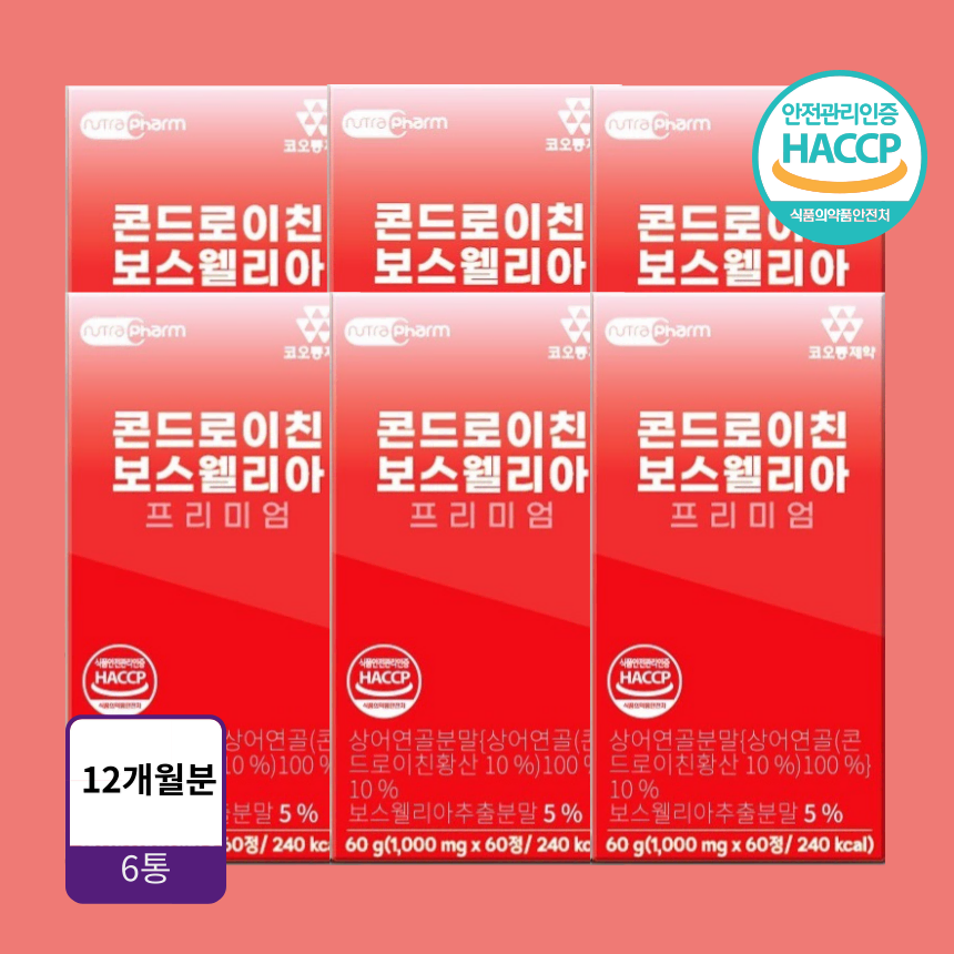 코오롱제약 콘드로이친 보스웰리아 1000mg x 60정 6통 12개월분