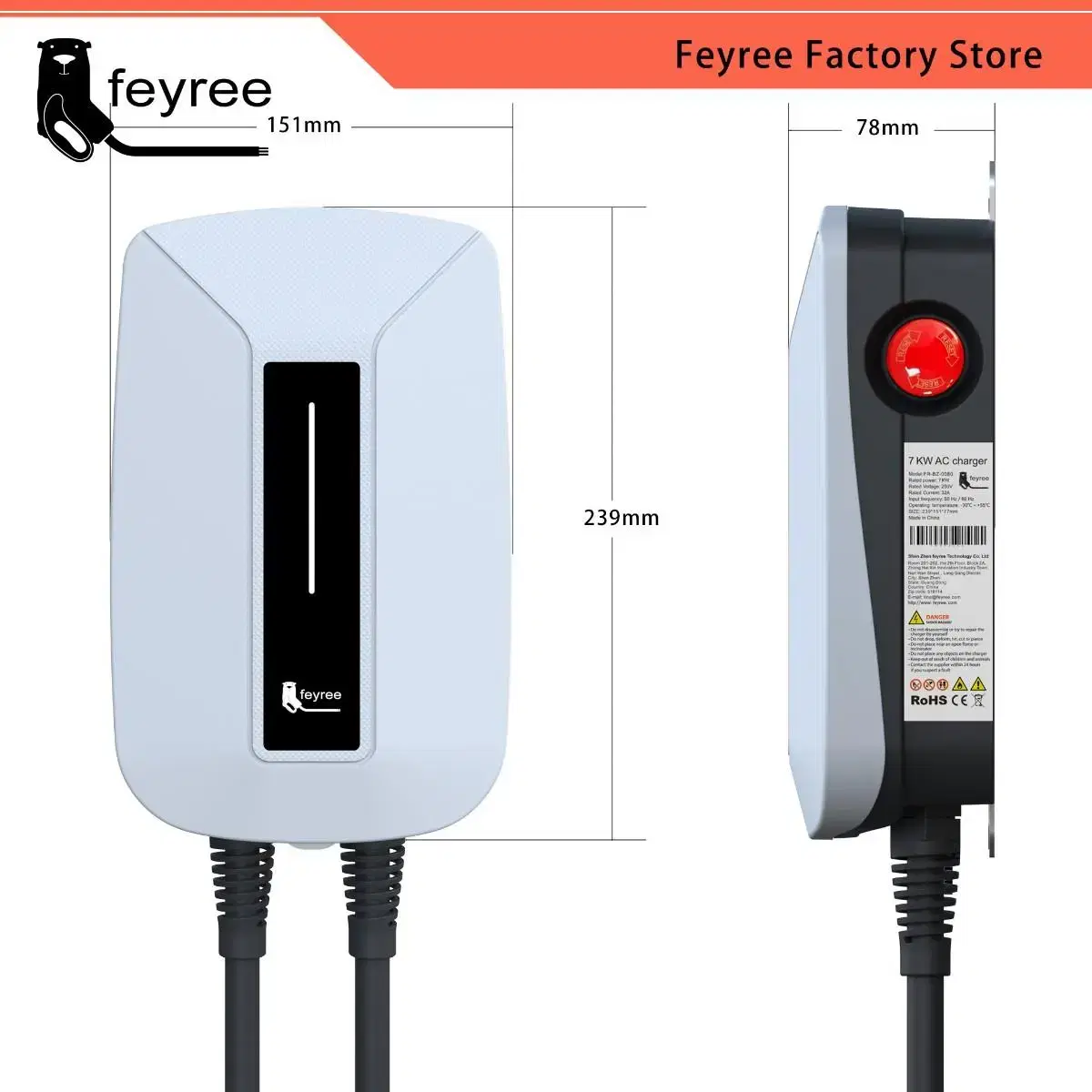 Feyree 전기자동차 충전기 7kw