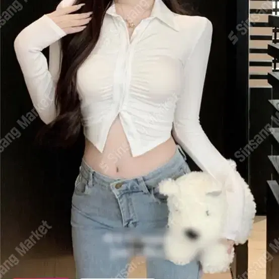 *할인* 카라볼륨셔링티 크롭티 여자티 이너티셔츠