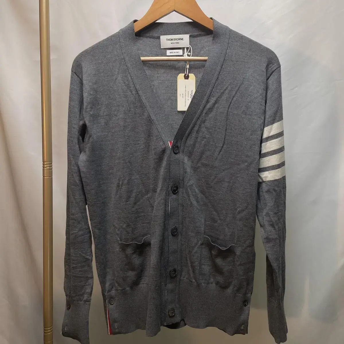 [ Size 2 ] Thom Browne Diagonal Arms Merino Wool Cardigan