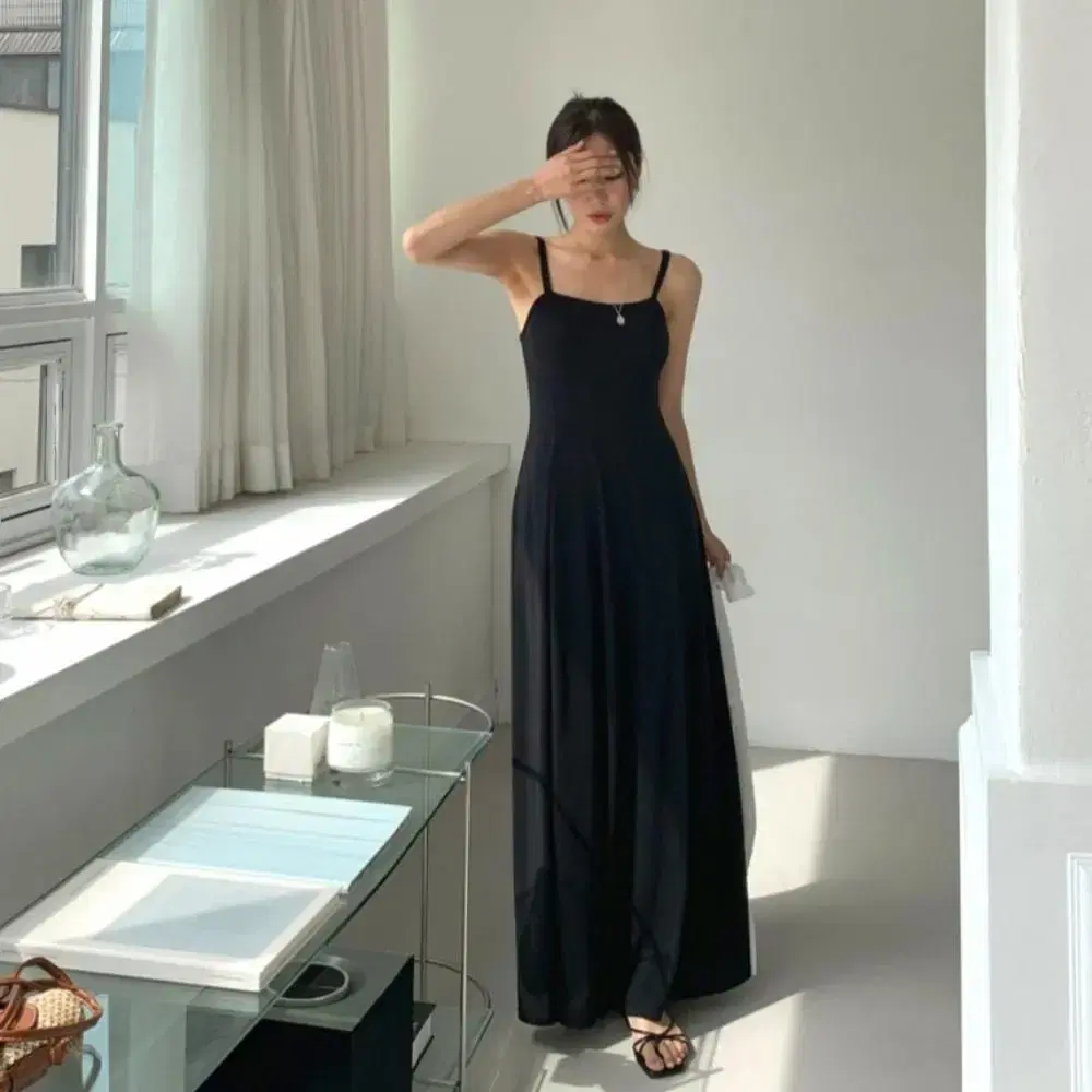 Beach One-piece Maxi Long Strap Dress Black One-piece Women's Resort Look Vacation Look