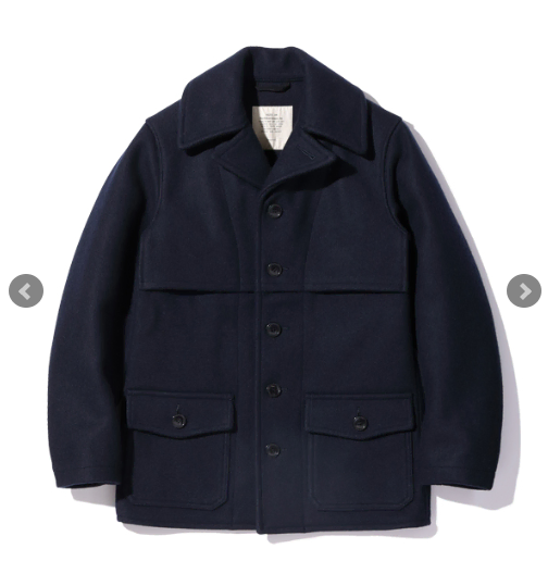 BUZZ RICKSON'S Army wool mackinaw coat navy