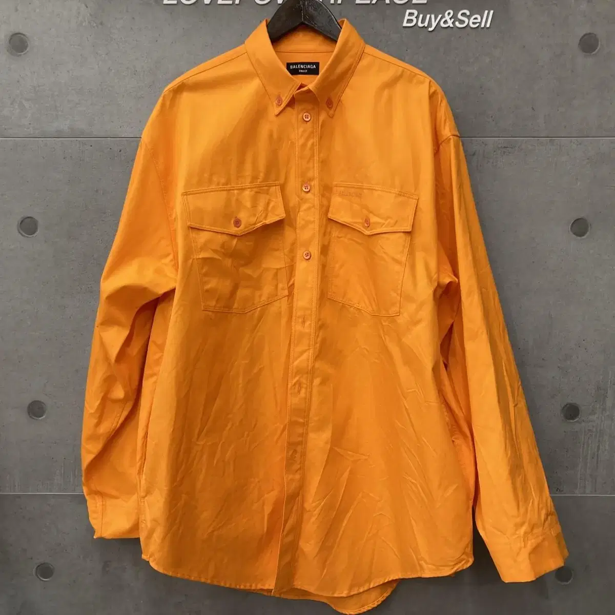 Balenciaga Unifit Natural Wrinkle Overfit Logo Shirt Orange-F112805