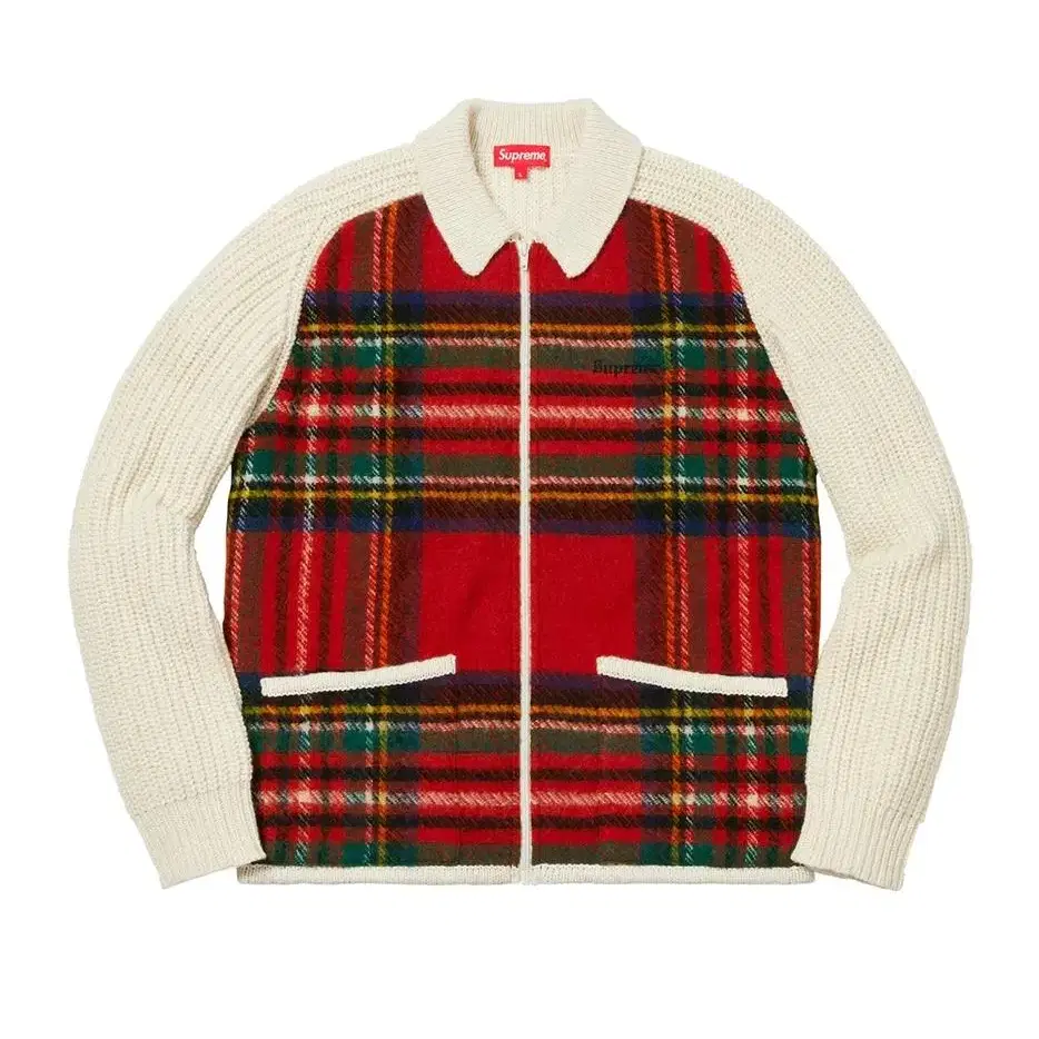 supreme plaid front zip sweater 슈프림니트