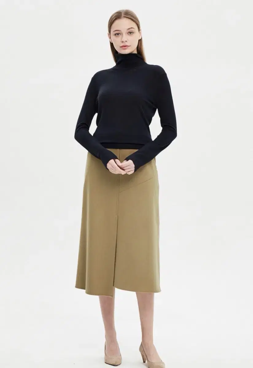 Hansom TIME Time Cashmere Blend Slit Skirt Wool and Woolen Long Skirt Skirt