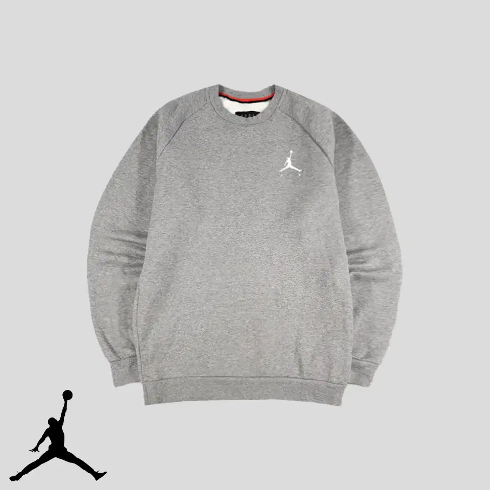 Nike Air Jordan Grey White Jumpman Logo Printed Brushed Reglan Cotton Blend Men's